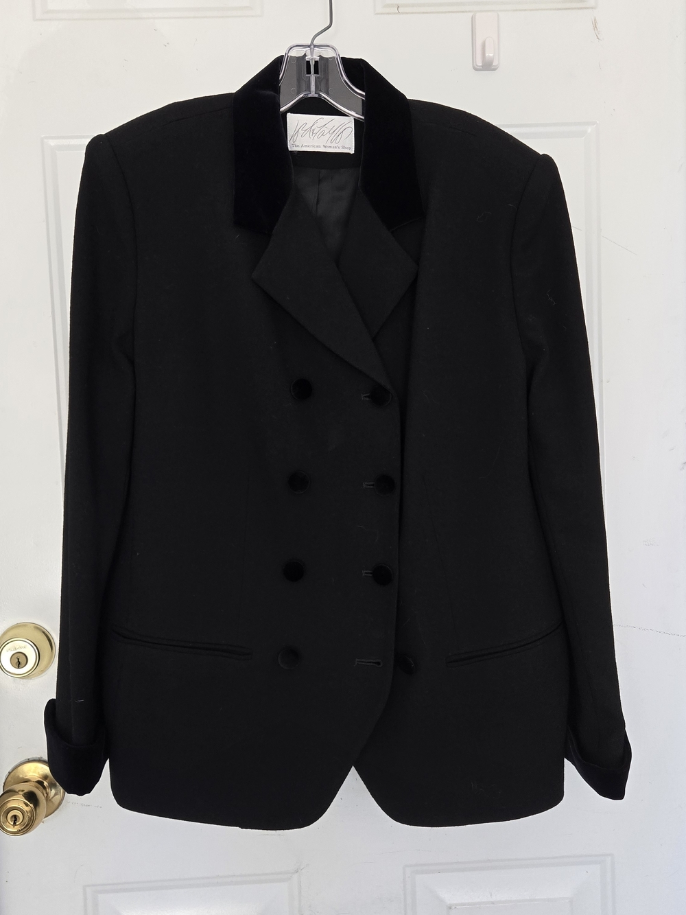 Lord & Taylor Black Wool Double-Breasted Blazer Jacket Size 14
